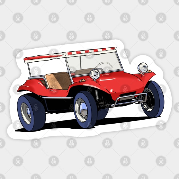 Baja Beach Buggy in Red Sticker by Webazoot